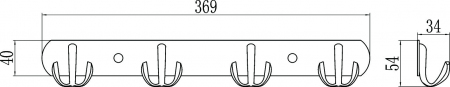 Планка с крючками (4 крючка) Savol S-002254